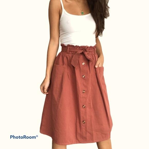 Sadie & Love Dresses & Skirts - Sadie & Love Burnet Orange Paper Bag Waist Skirt